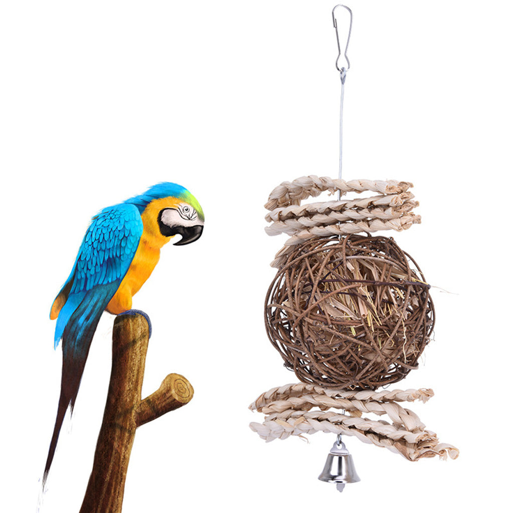 Bird Parrot Cage Hanging Rattan Ball Birds Toy