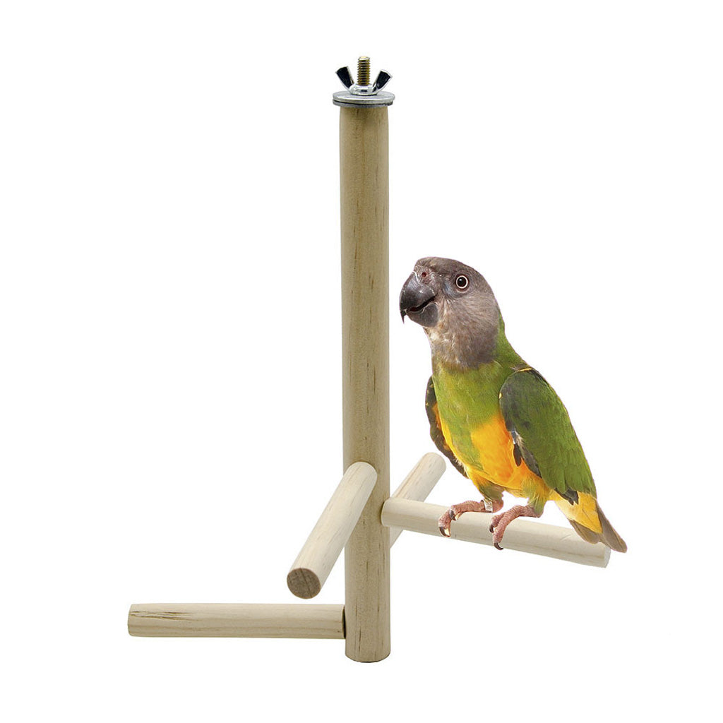 Wooden Bird Supplies Parrot Standing Pole Canaries Finches Swing Toys