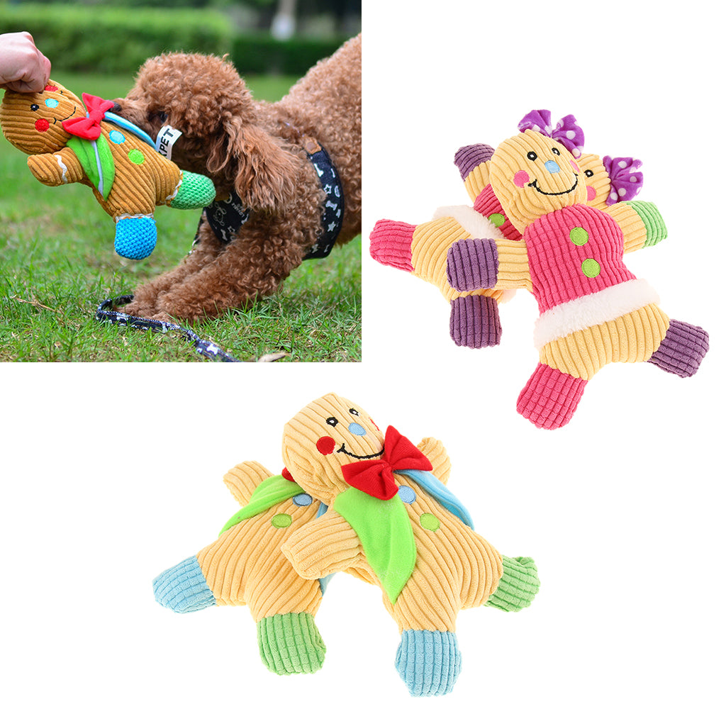 2pcs Pet Dog Toys Plush Chew Toy Squeaky Toys Colorful For Puppy Dog pink