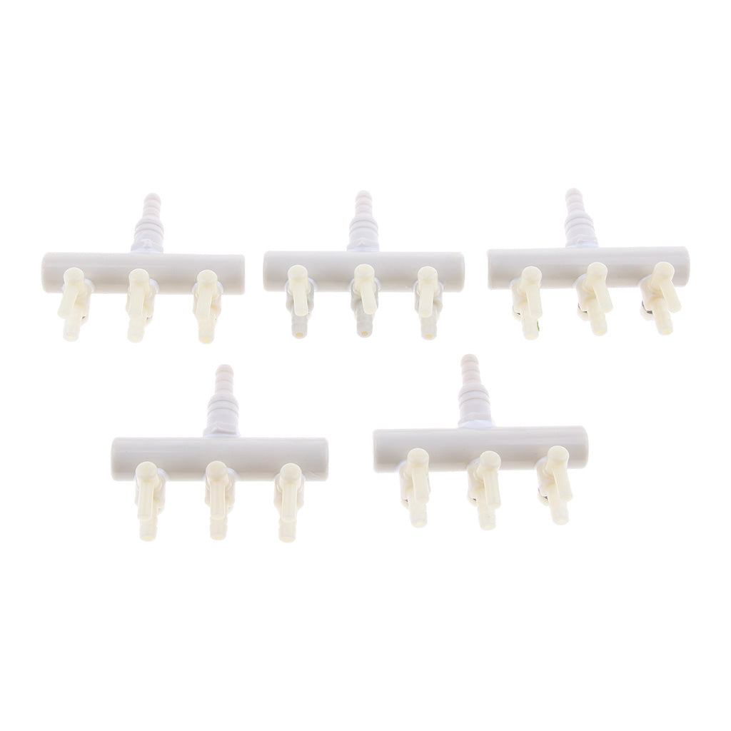 5Pcs Aquarium Fish Tank Regulate Oxygen Pump Splitter Control Valves 3 Holes