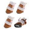 4pcs Winter Pet Dog Shoes Cute Puppy Anti-Slip Soft Fleece Snow Boots Khaki S