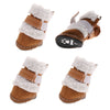 4pcs Winter Pet Dog Shoes Cute Puppy Anti-Slip Soft Fleece Snow Boots Khaki S