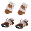 4pcs Winter Pet Dog Shoes Cute Puppy Anti-Slip Soft Fleece Snow Boots Khaki S