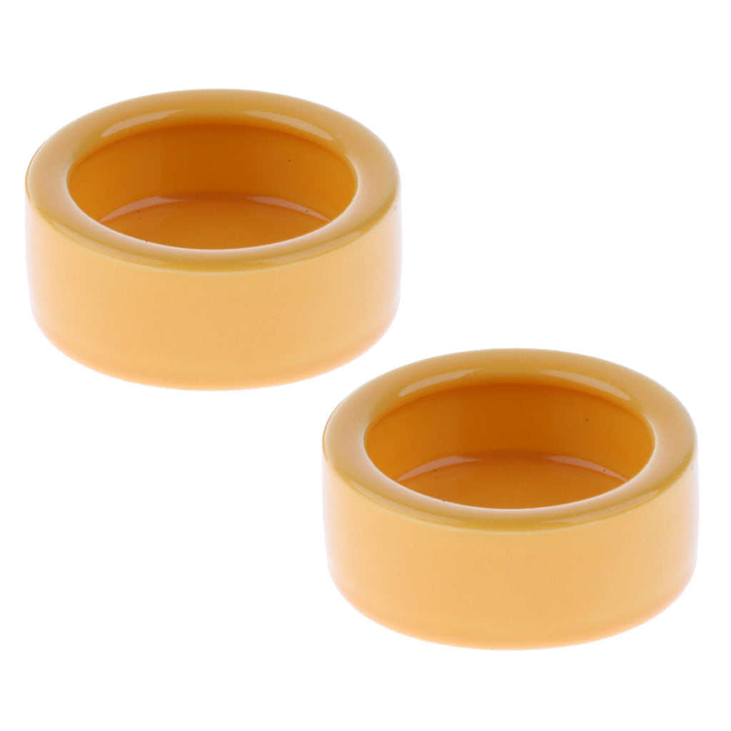 2Pcs Reptile Feeder Ceramics Reptile Lizard Food Bowl Anti-escape  Yellow S