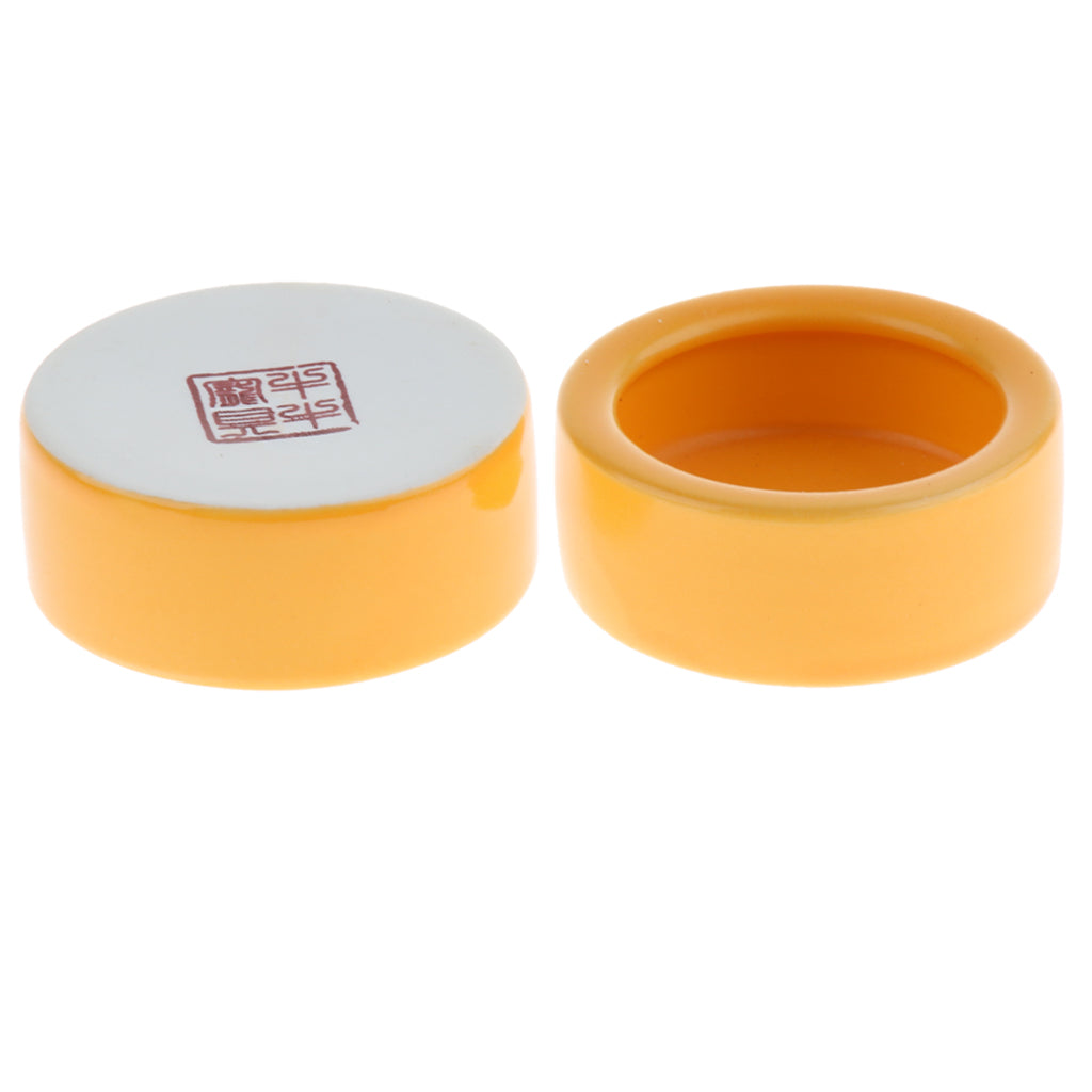 2Pcs Reptile Feeder Ceramics Reptile Lizard Food Bowl Anti-escape  Yellow S