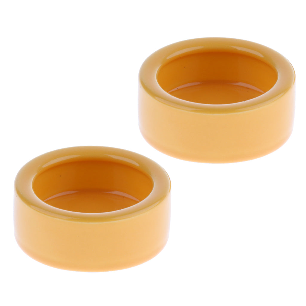 2Pcs Reptile Feeder Ceramics Reptile Lizard Food Bowl Anti-escape  Yellow S