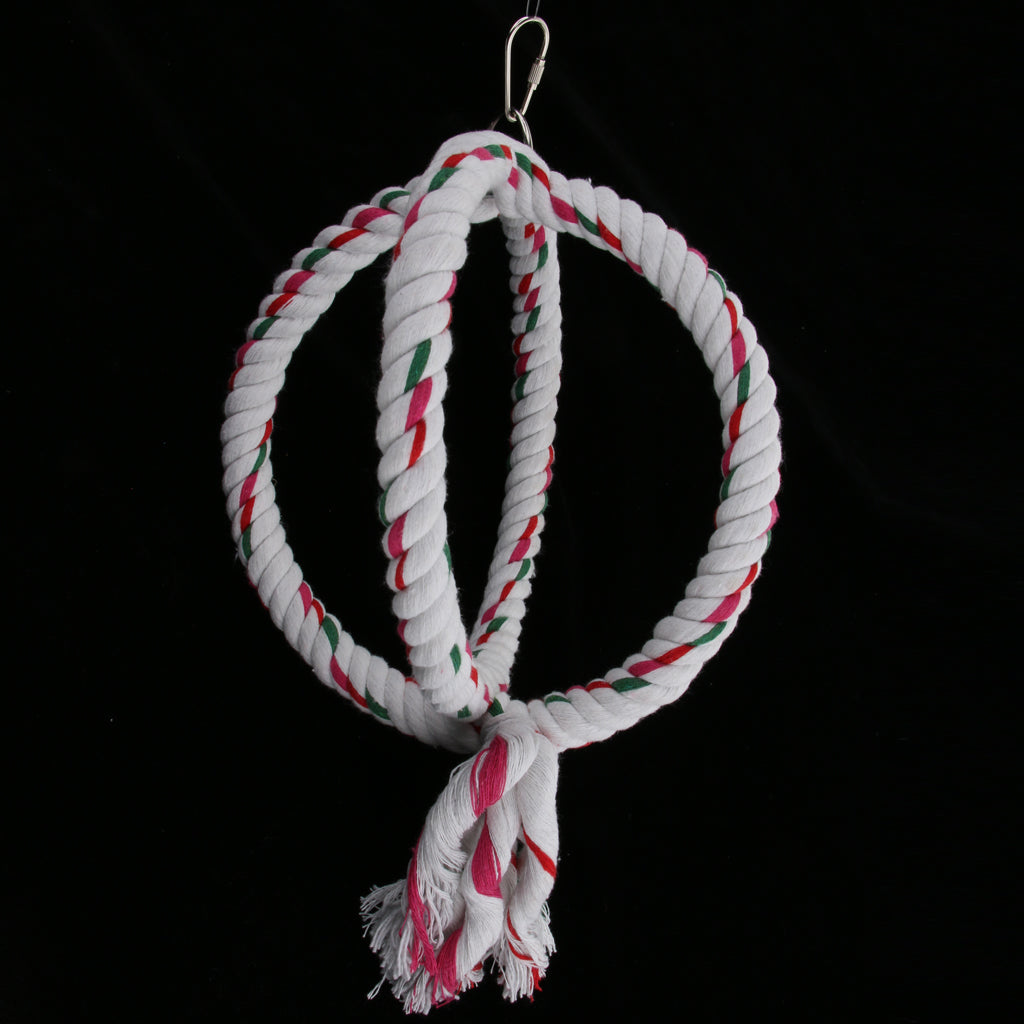 Bird Ring Rope Swing Toy Parrot Cage Chew Climb Toy for Cockatiel Cockatoo