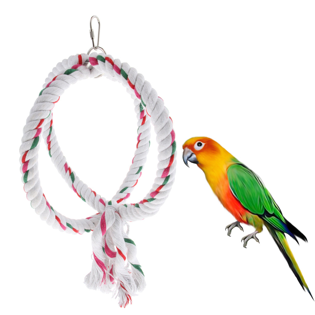 Bird Ring Rope Swing Toy Parrot Cage Chew Climb Toy for Cockatiel Cockatoo