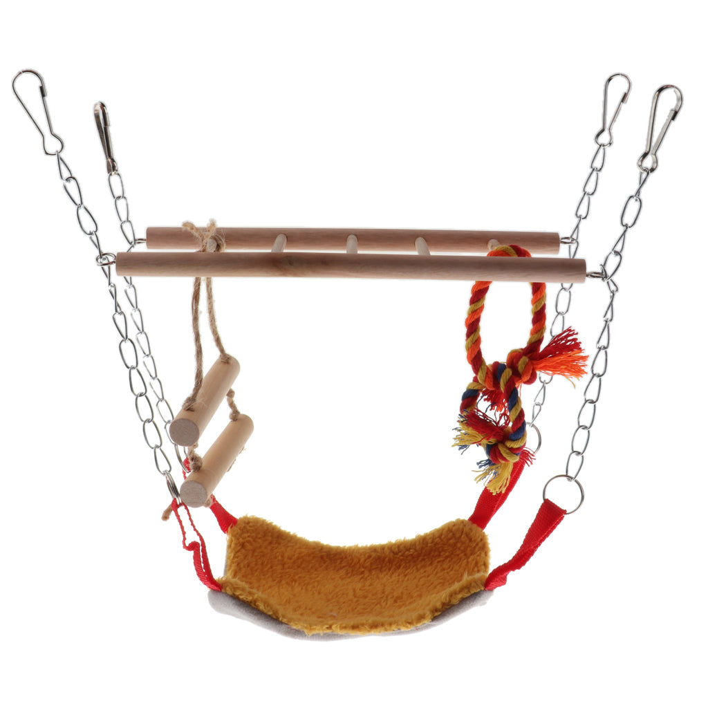 Parrot Bird Wooden Hanging Swing Ladder Suspension Bridge Cage Swing Toy