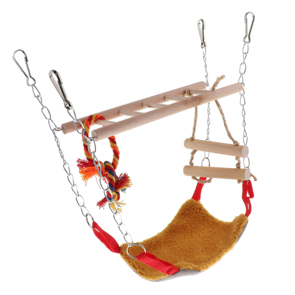 Parrot Bird Wooden Hanging Swing Ladder Suspension Bridge Cage Swing Toy