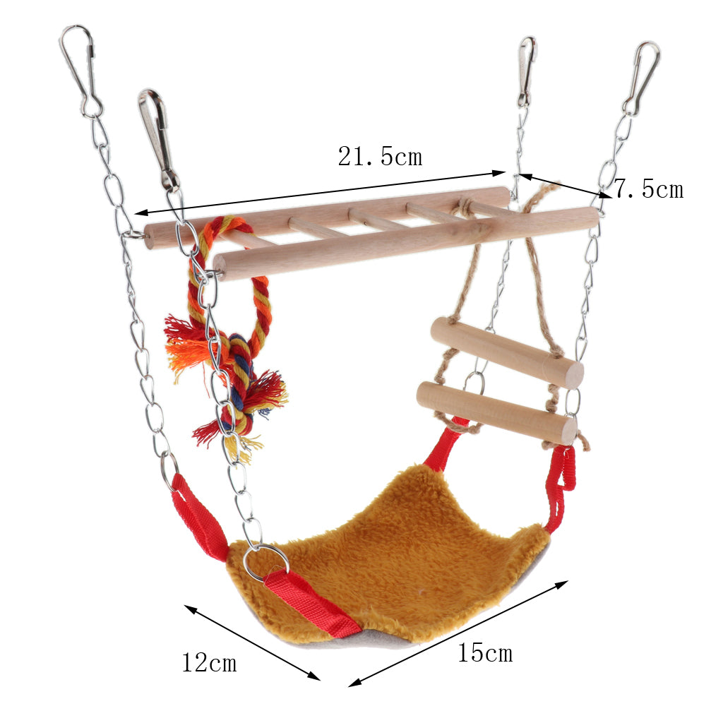 Parrot Bird Wooden Hanging Swing Ladder Suspension Bridge Cage Swing Toy