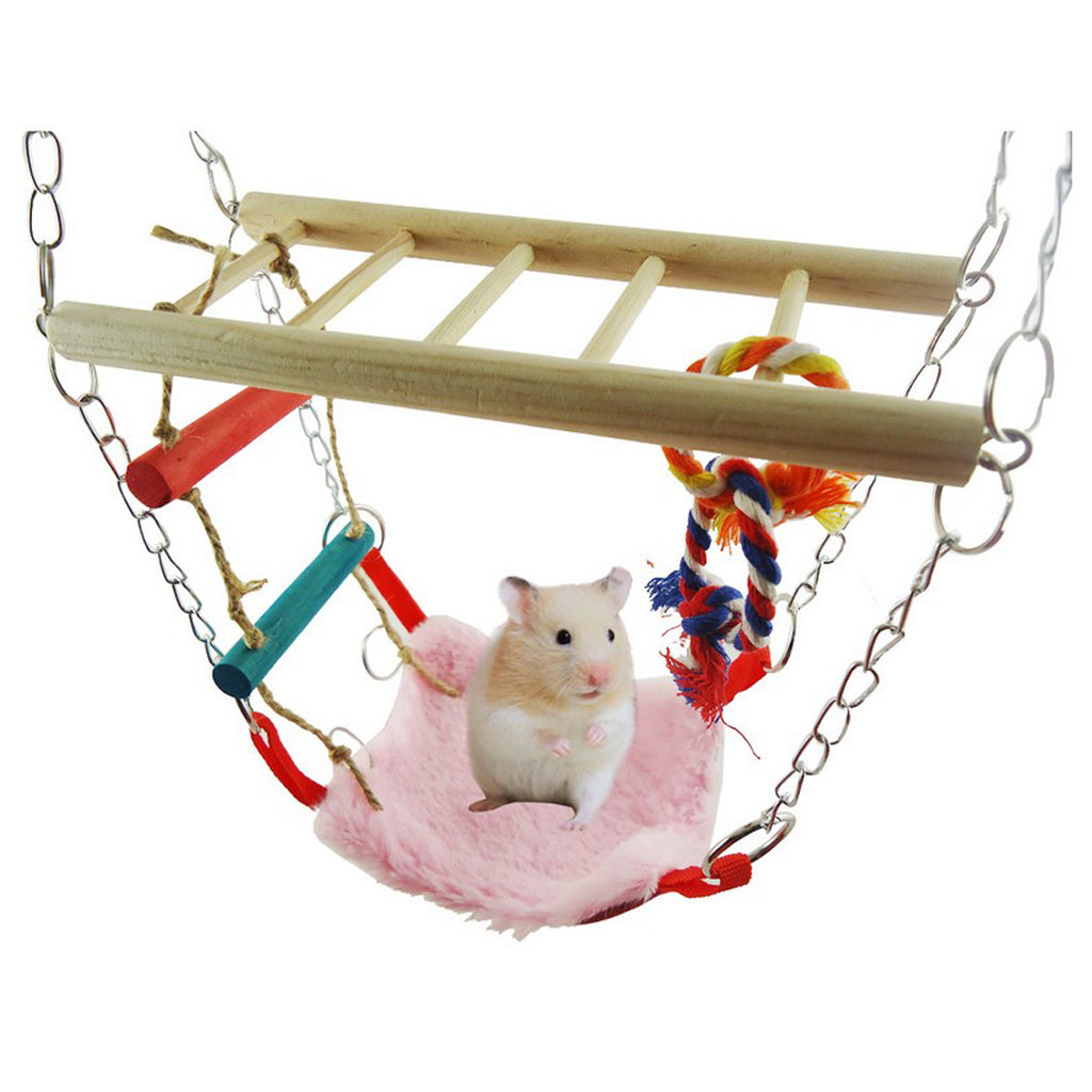 Parrot Bird Wooden Hanging Swing Ladder Suspension Bridge Cage Swing Toy