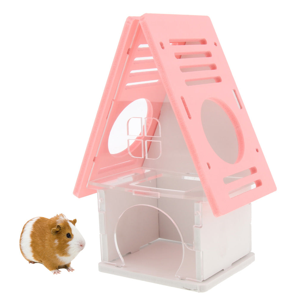 Beautiful House Loft Cage Exercise Toy for Hamster Mice Gerbil Mouse  Pink