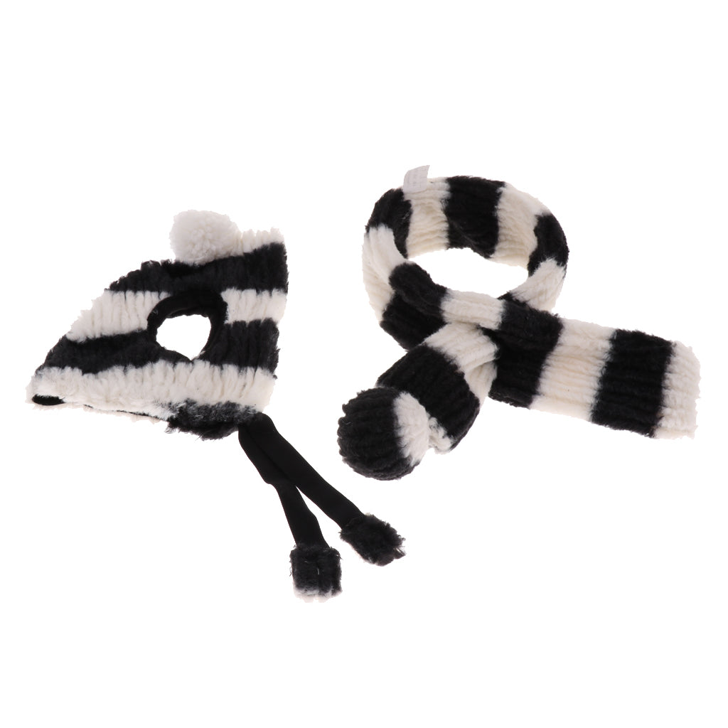 2PCS Pet Cat Dog Hat + Scarf Christmas Xmas Holiday Costume Apparel  Black S