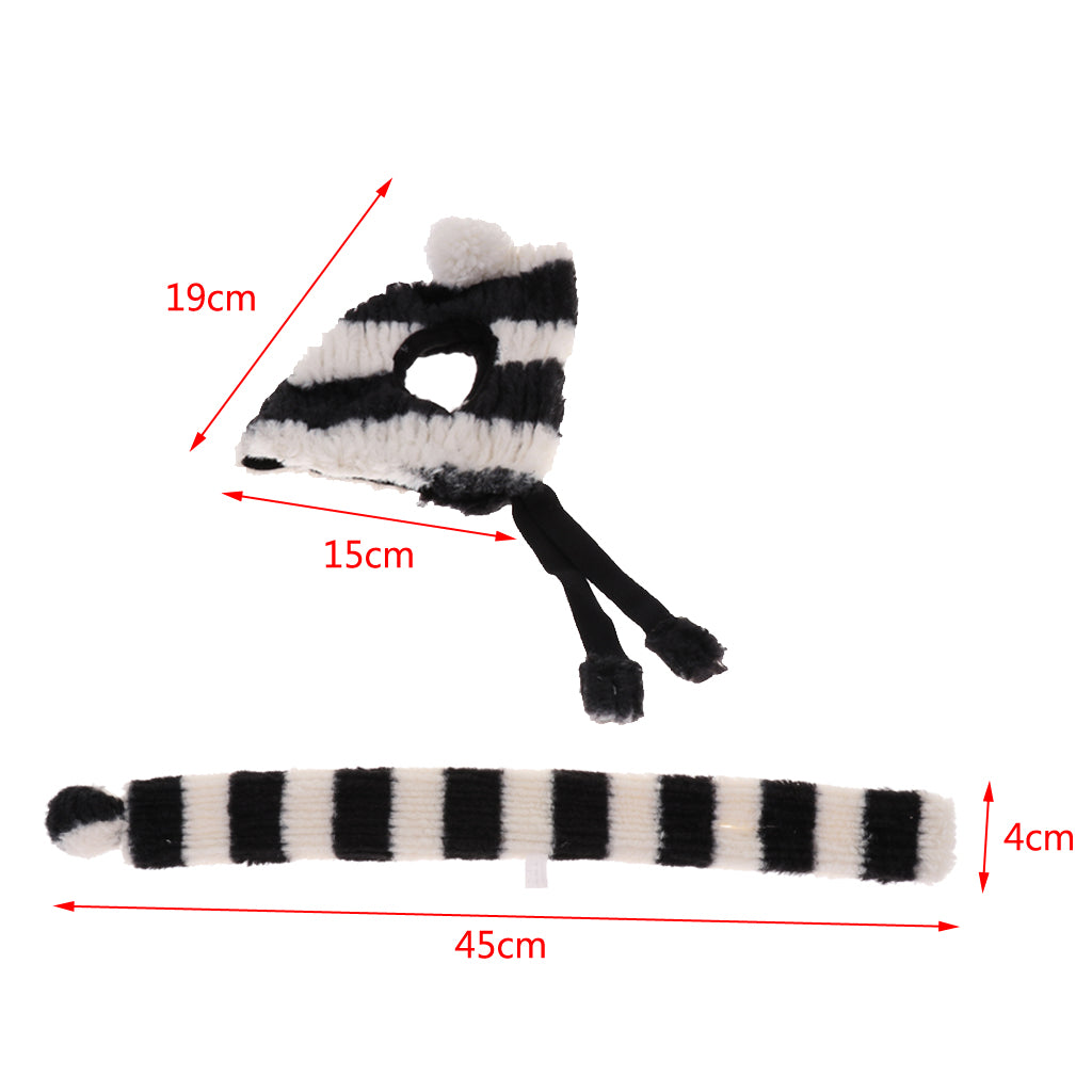 2PCS Pet Cat Dog Hat + Scarf Christmas Xmas Holiday Costume Apparel  Black S