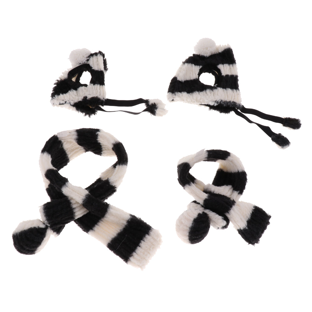 2PCS Pet Cat Dog Hat + Scarf Christmas Xmas Holiday Costume Apparel  Black S