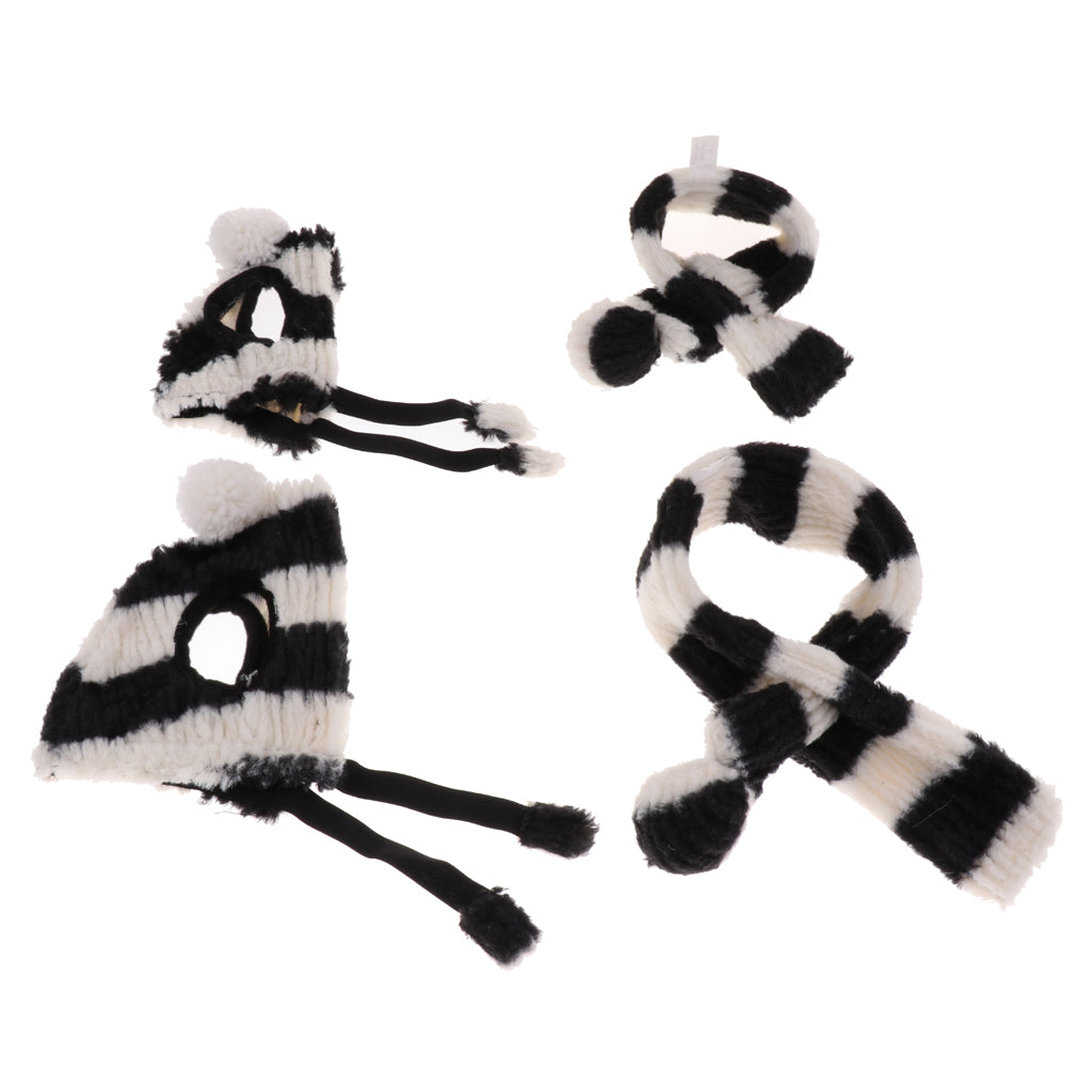 2PCS Pet Cat Dog Hat + Scarf Christmas Xmas Holiday Costume Apparel  Black S