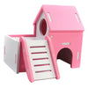 Small Pet House Hamster Mouse Wooden Hut Exercise Funny Nest Toy Pink