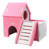 Small Pet House Hamster Mouse Wooden Hut Exercise Funny Nest Toy Pink