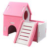 Small Pet House Hamster Mouse Wooden Hut Exercise Funny Nest Toy Pink