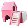 Small Pet House Hamster Mouse Wooden Hut Exercise Funny Nest Toy Pink