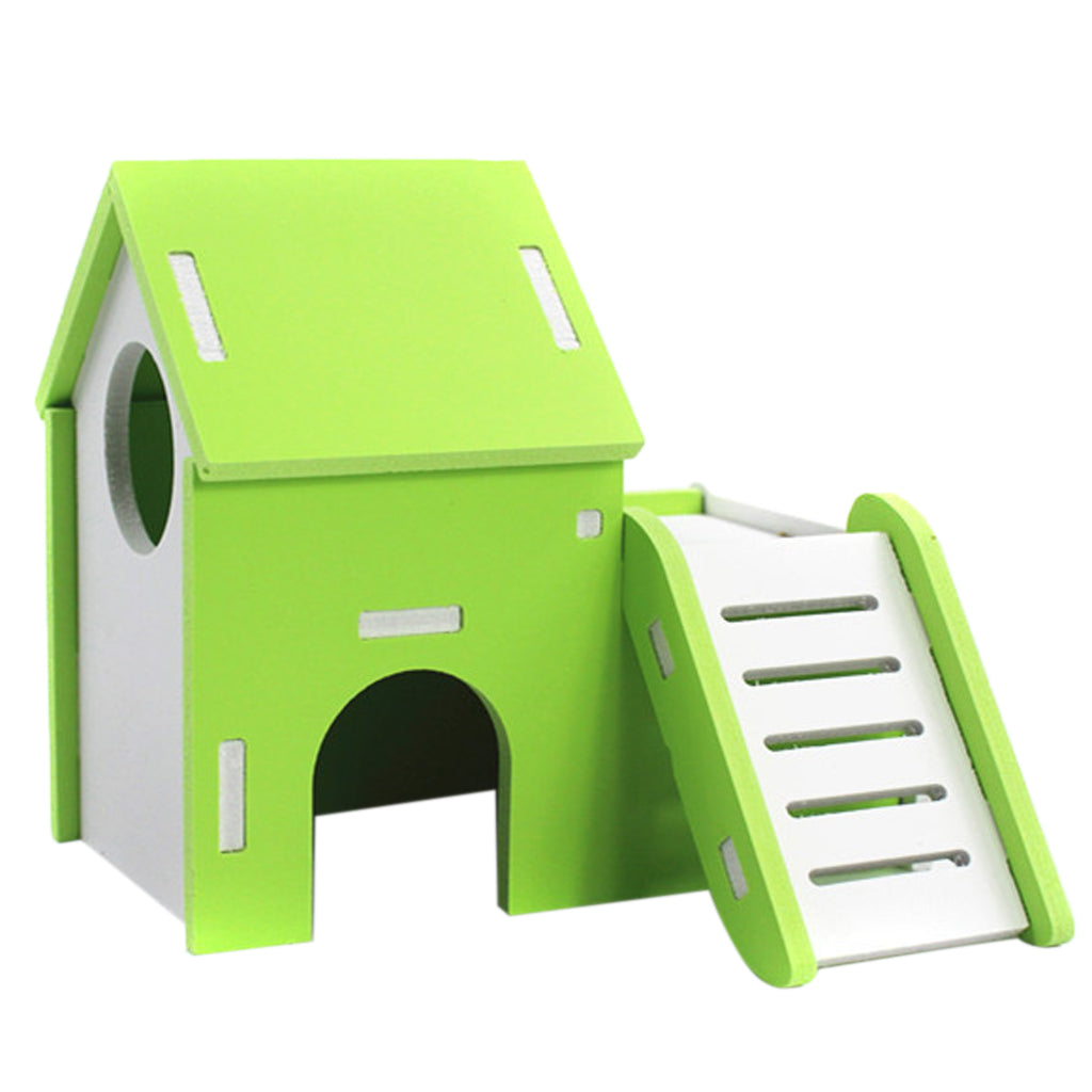 Small Pet House Hamster Mouse Wooden Hut Exercise Funny Nest Toy Green