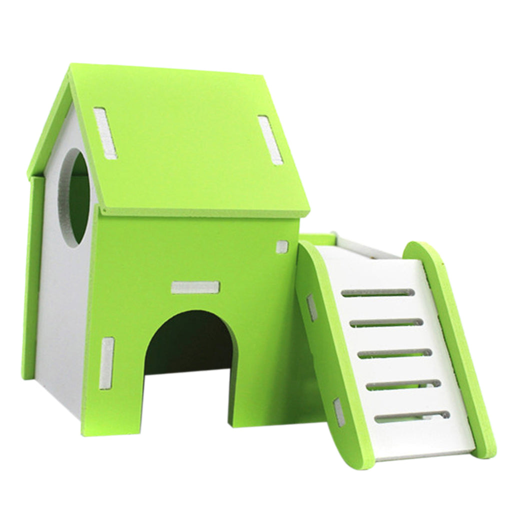 Small Pet House Hamster Mouse Wooden Hut Exercise Funny Nest Toy Green