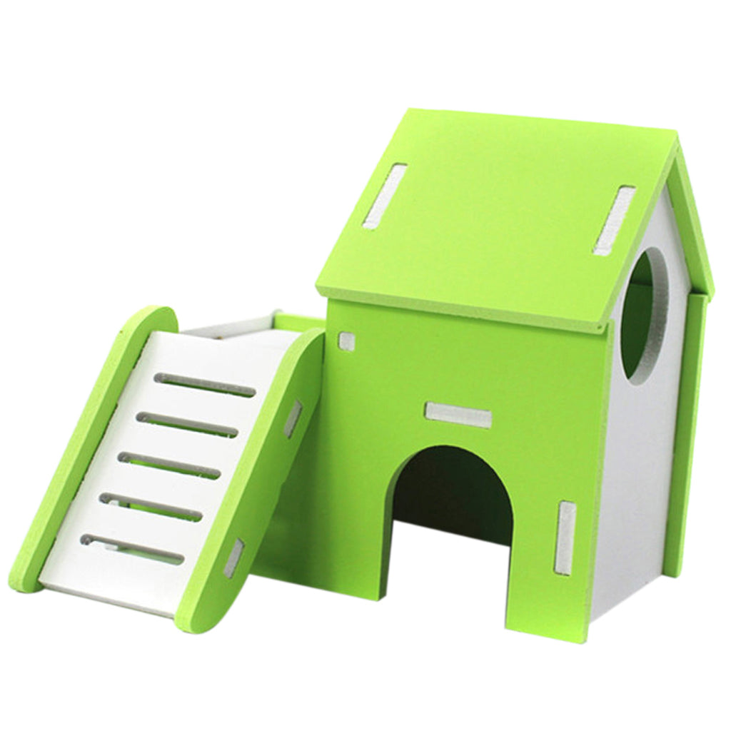 Small Pet House Hamster Mouse Wooden Hut Exercise Funny Nest Toy Green