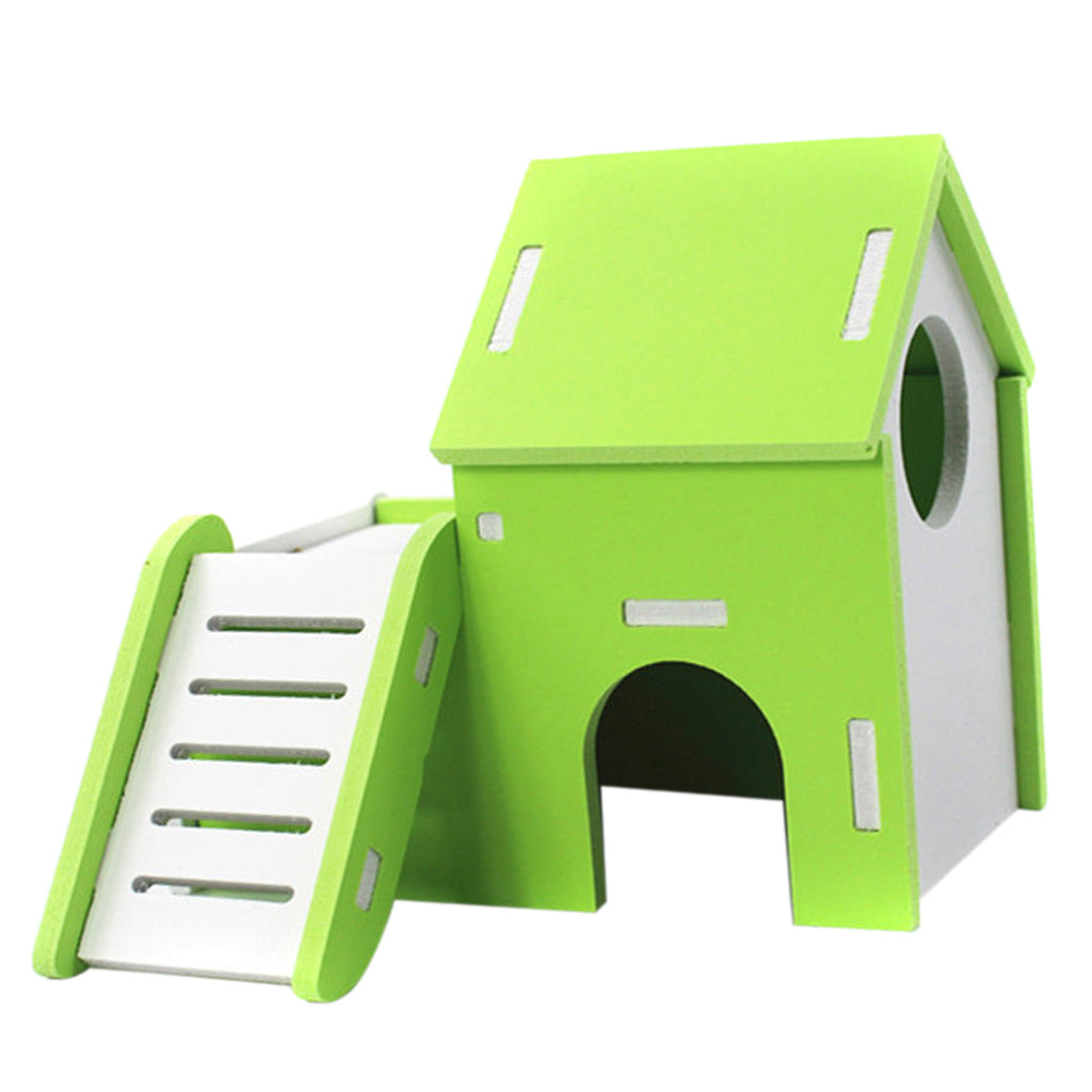 Small Pet House Hamster Mouse Wooden Hut Exercise Funny Nest Toy Green