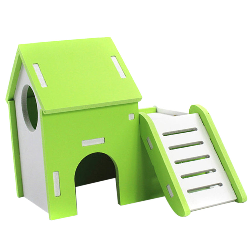 Small Pet House Hamster Mouse Wooden Hut Exercise Funny Nest Toy Green