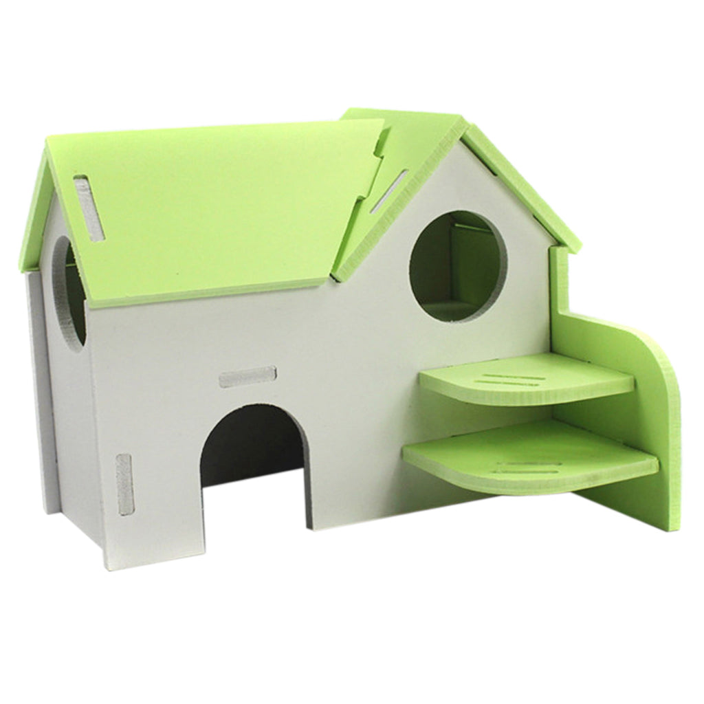 Hamster Mouse Hideout House Wooden Living Hut Exercise Funny Nest Toy Green