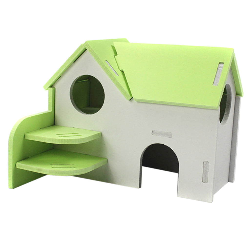 Hamster Mouse Hideout House Wooden Living Hut Exercise Funny Nest Toy Green