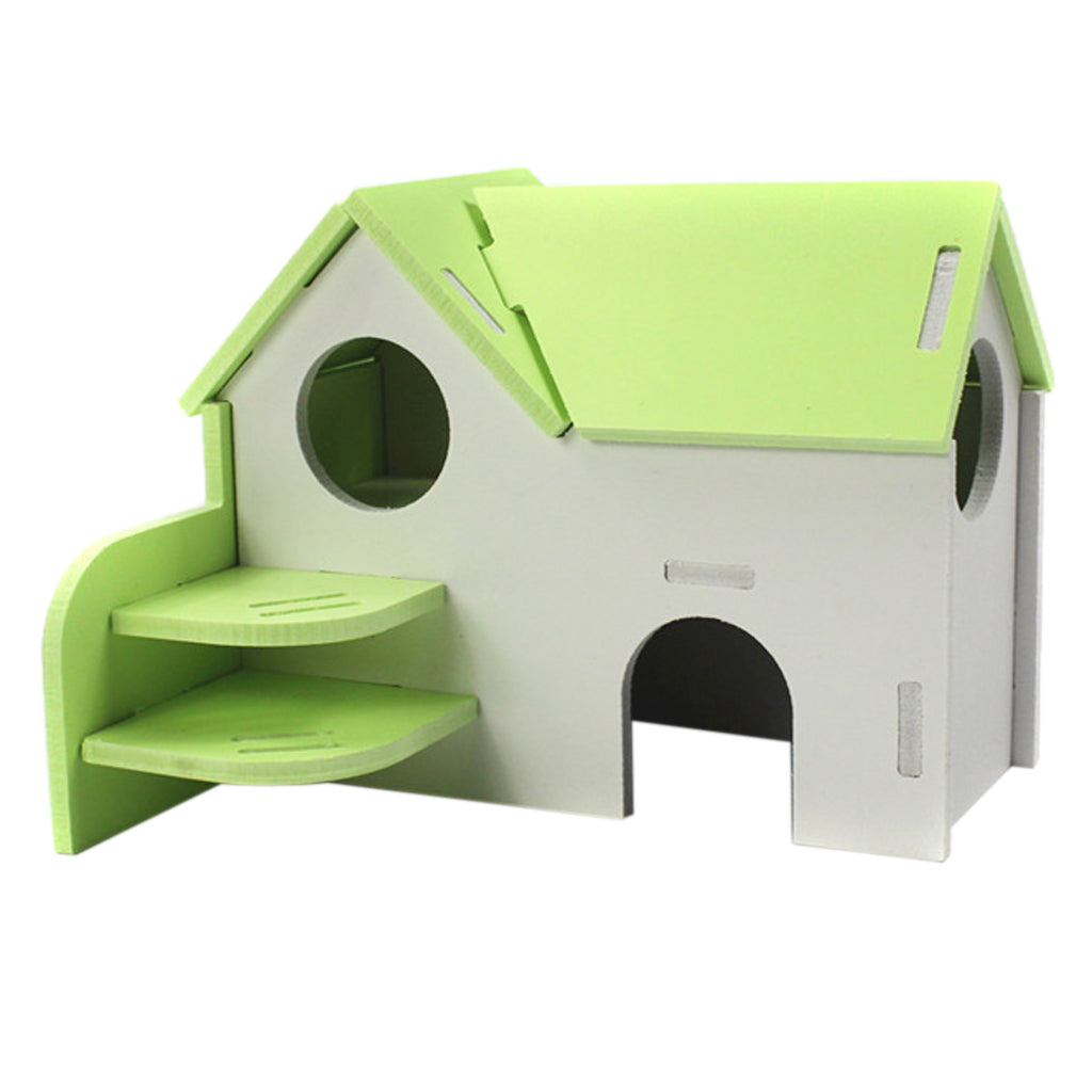 Hamster Mouse Hideout House Wooden Living Hut Exercise Funny Nest Toy Green