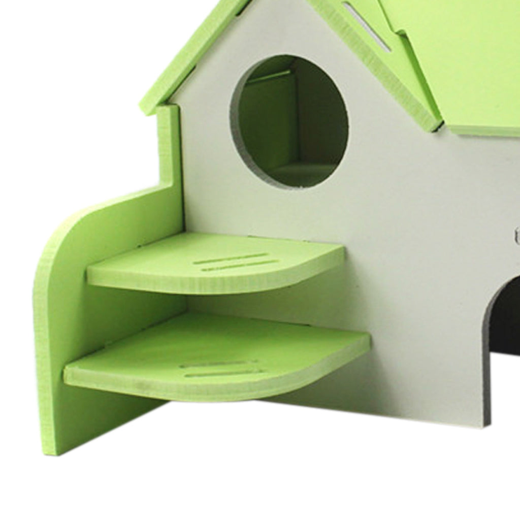 Hamster Mouse Hideout House Wooden Living Hut Exercise Funny Nest Toy Green