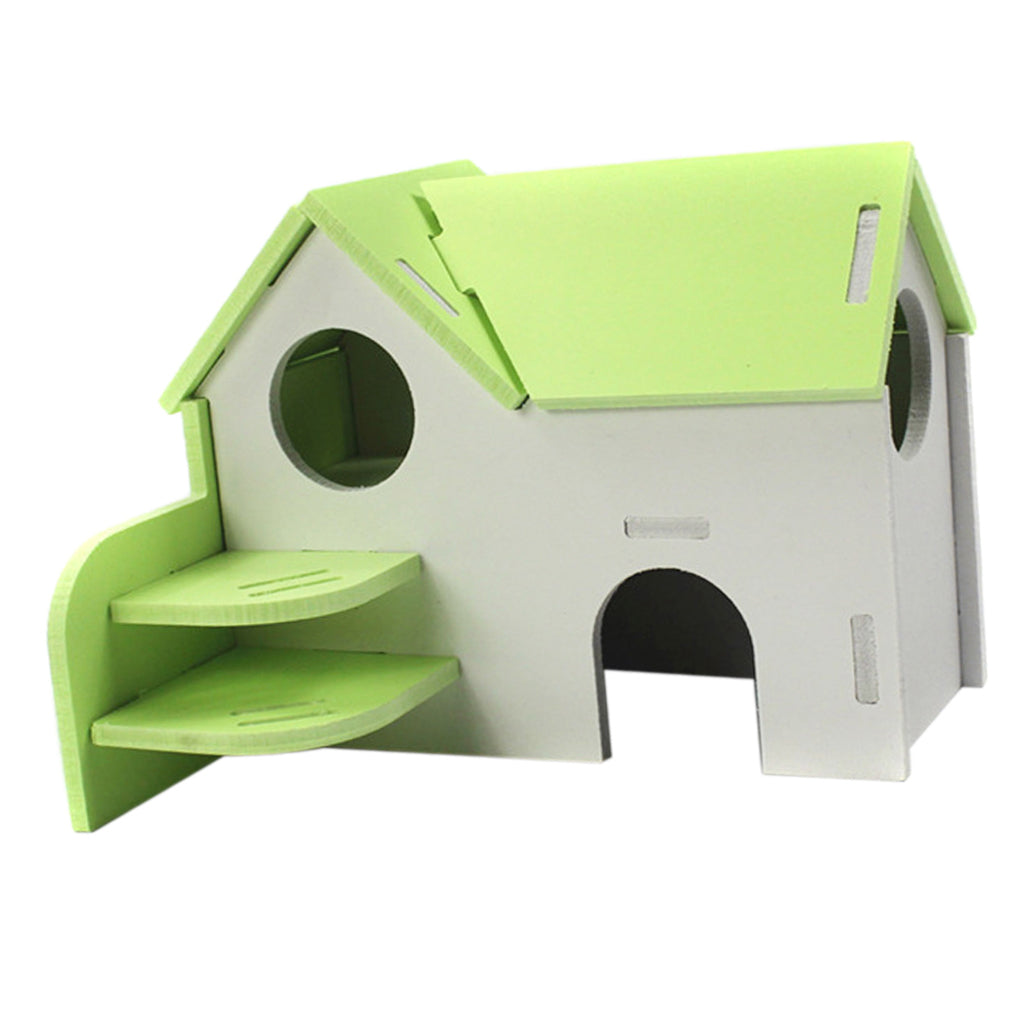 Hamster Mouse Hideout House Wooden Living Hut Exercise Funny Nest Toy Green