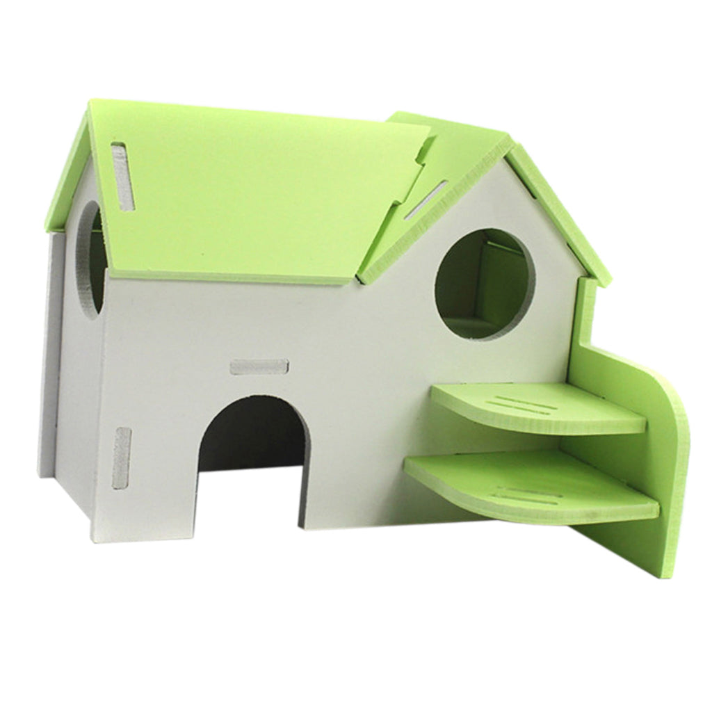 Hamster Mouse Hideout House Wooden Living Hut Exercise Funny Nest Toy Green