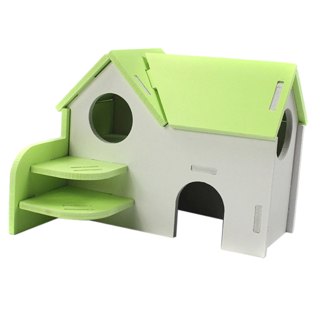 Hamster Mouse Hideout House Wooden Living Hut Exercise Funny Nest Toy Green