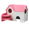 Hamster Mouse Hideout House Wooden Living Hut Exercise Funny Nest Toy Pink