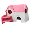 Hamster Mouse Hideout House Wooden Living Hut Exercise Funny Nest Toy Pink