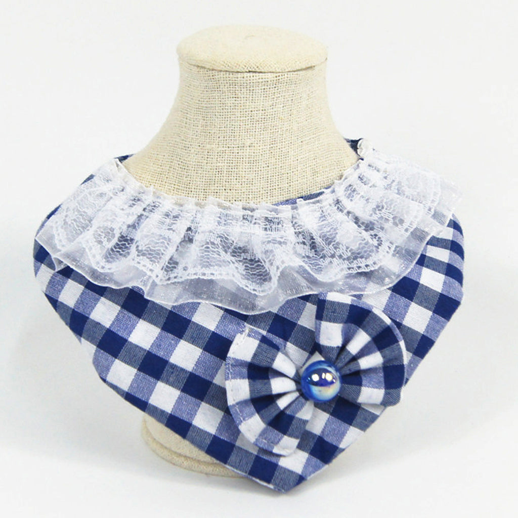 Puppy Bandana Collar, Dog Bandage Scarf with Flower Pet Gift for Party Blue