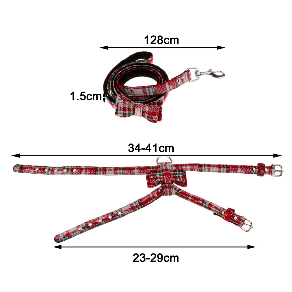 Adjustable Pet Dog Chest Strap Harness with Hauling Rope Set Snow Flake Red