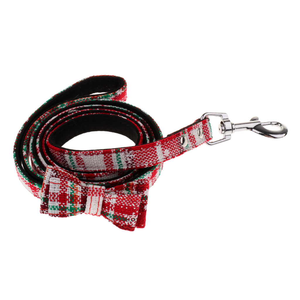 Adjustable Pet Dog Chest Strap Harness with Hauling Rope Set Snow Flake Red