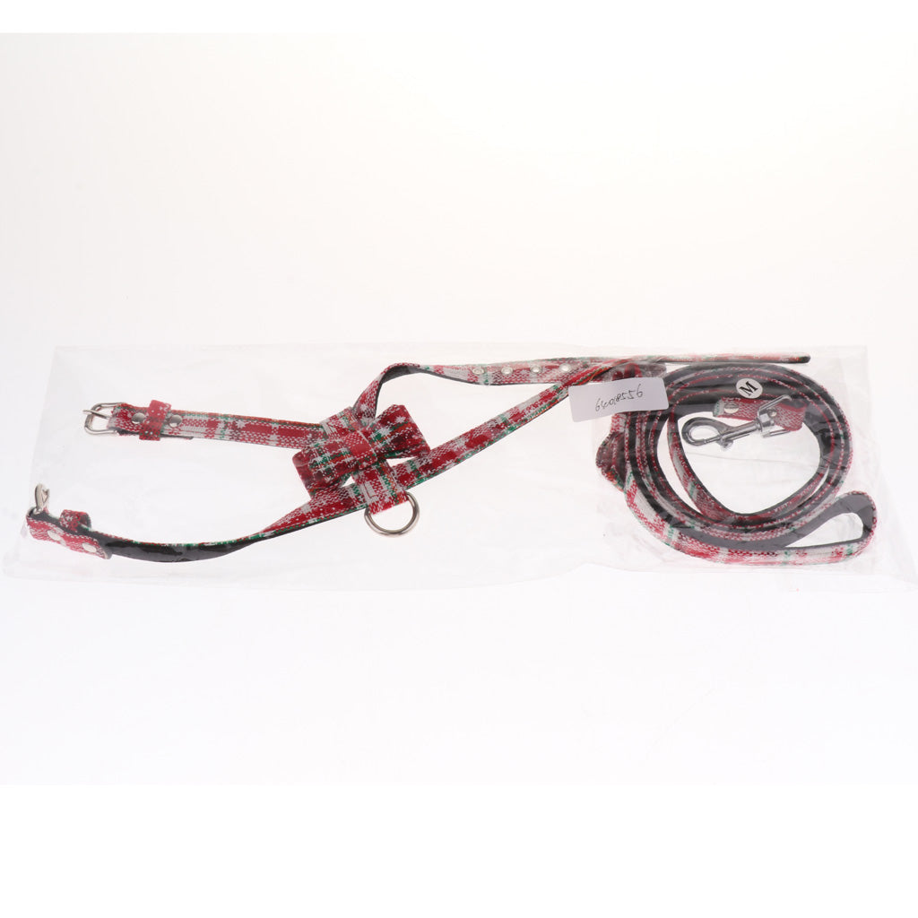 Adjustable Pet Dog Chest Strap Harness with Hauling Rope Set Snow Flake Red