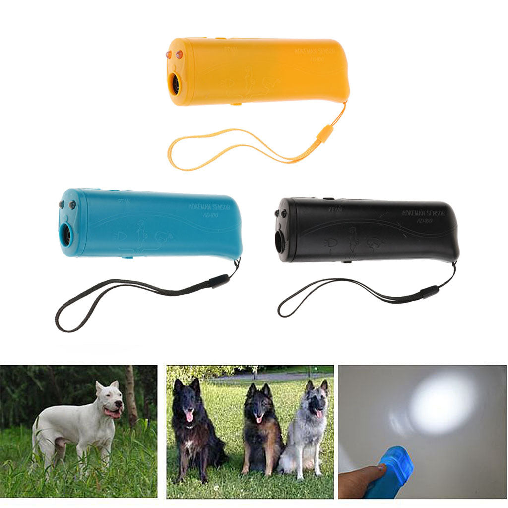 Ultrasonic LED Dog Repeller Trainer Dog Anti Bark Flashlight Type 2 Yellow