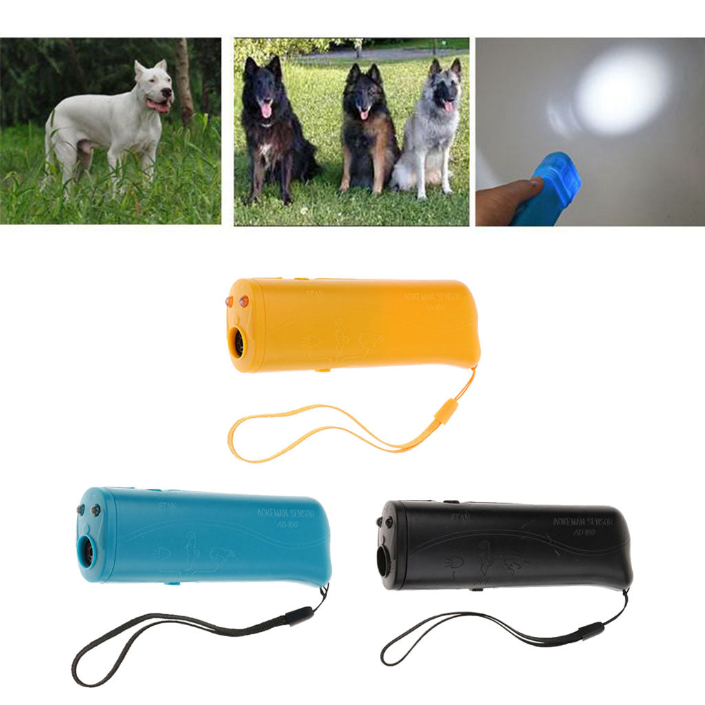 Ultrasonic LED Dog Repeller Trainer Dog Anti Bark Flashlight Type 2 Yellow