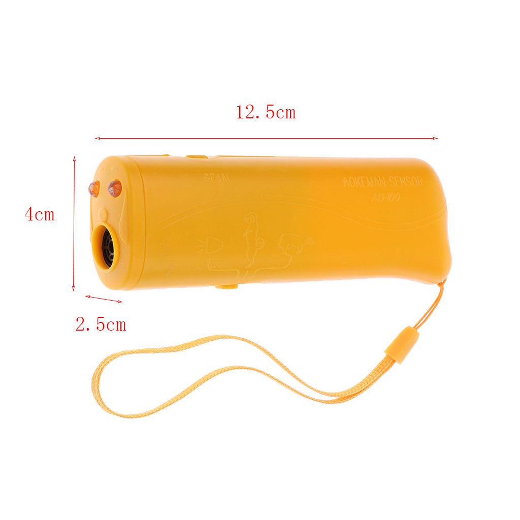 Ultrasonic LED Dog Repeller Trainer Dog Anti Bark Flashlight Type 2 Yellow