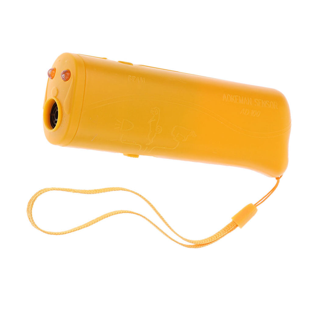 Ultrasonic LED Dog Repeller Trainer Dog Anti Bark Flashlight Type 2 Yellow