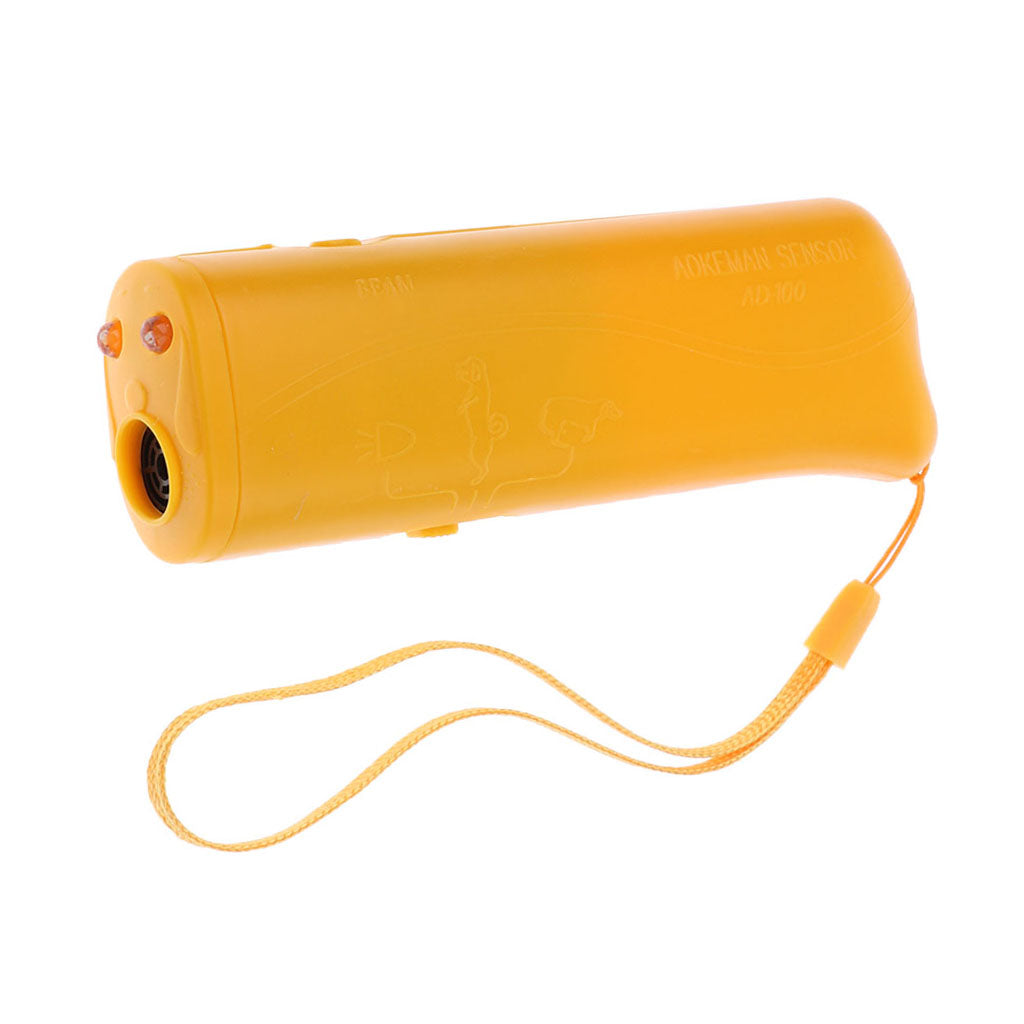 Ultrasonic LED Dog Repeller Trainer Dog Anti Bark Flashlight Type 2 Yellow