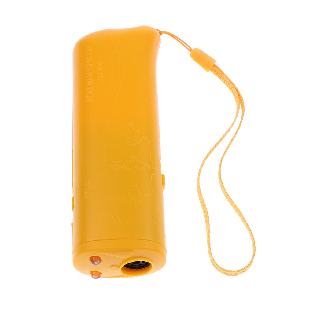 Ultrasonic LED Dog Repeller Trainer Dog Anti Bark Flashlight Type 2 Yellow