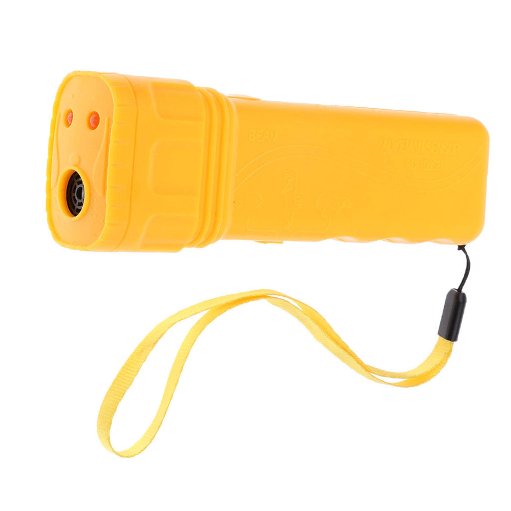 Ultrasonic LED Dog Repeller Trainer Dog Anti Bark Flashlight Type 1 Yellow